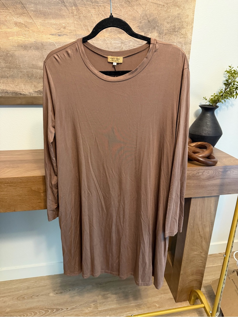 Piko 1988 brown long sleeve bamboo dress in size L